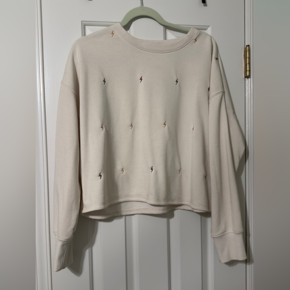 ZSupply Long Sleeve Cream Sweater! Lightning Bolt Details!